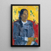 Woman with a Flower - Paul Gauguin — framed artwork on a wall