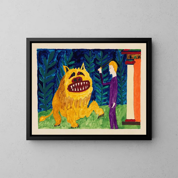 Hercule en de leeuw van Nemea - Paul Goesch — ingelijst kunstwerk aan de muur