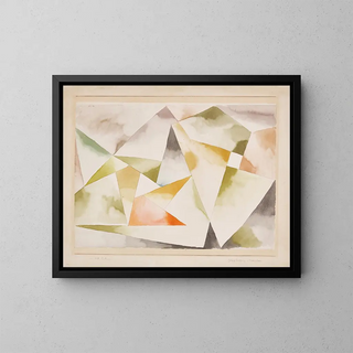 Bewegings van de berg in drie en vier tijden - Paul Klee — ingelijst kunstwerk aan de muur