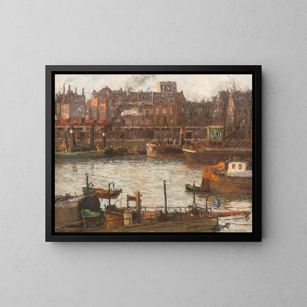Haven van Duisburg - Paul Kutscha — ingelijst kunstwerk aan de muur