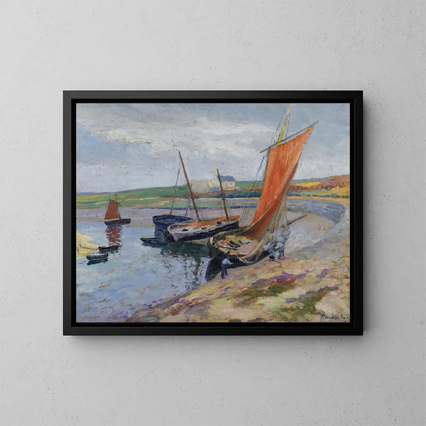 Boten aan de rand van de zee - Paul Madeline — ingelijst kunstwerk aan de muur