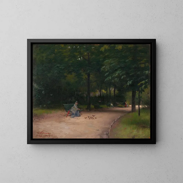 Voed de vogels in het park - Paul Peel — ingelijst kunstwerk aan de muur