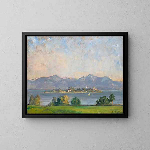 Uitzicht op Frauenchiemsee - Paul Roloff — ingelijst kunstwerk aan de muur