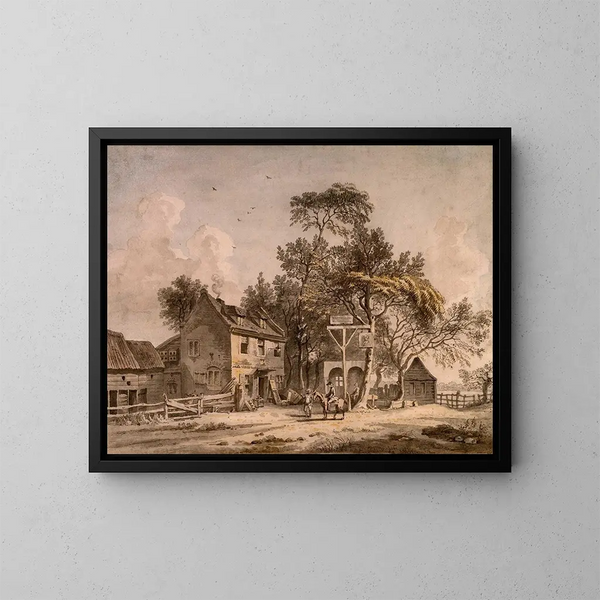 Een herberg - Paul Sandby — ingelijst kunstwerk aan de muur