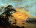 Een rivierlandschap bij zonsondergang in Wales - Paul Sandby — weergave van het kunstwerk