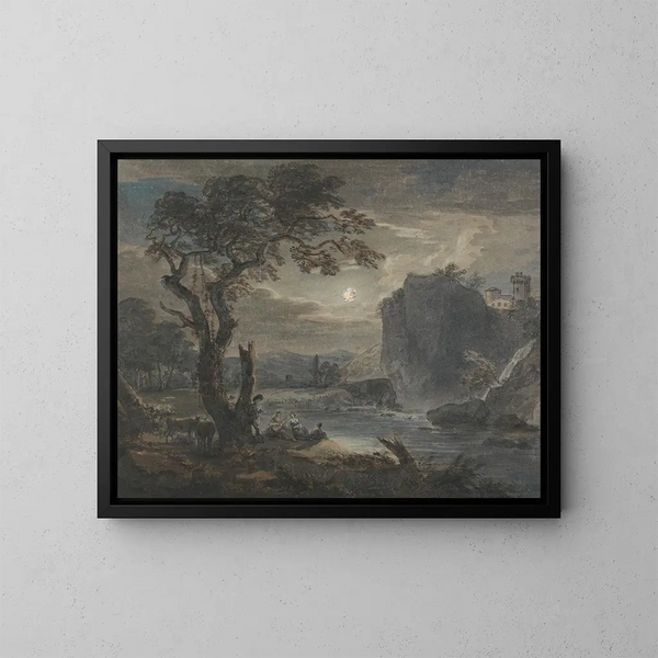 Muziek bij maanlicht - Paul Sandby — ingelijst kunstwerk aan de muur