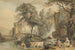 Landschap romantisch met figuren en vee - Paul Sandby — weergave van het kunstwerk