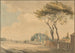 Southeast view of the gardens of Sir John Elwill Elvills' house, Englefield Green near Egham, Surrey - Paul Sandby — artwork view