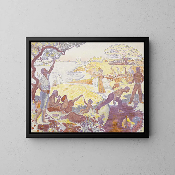 In de tijd van harmonie De vreugde van het leven Zondag aan de rand van de zee - Paul Signac — ingelijst kunstwerk aan de muur
