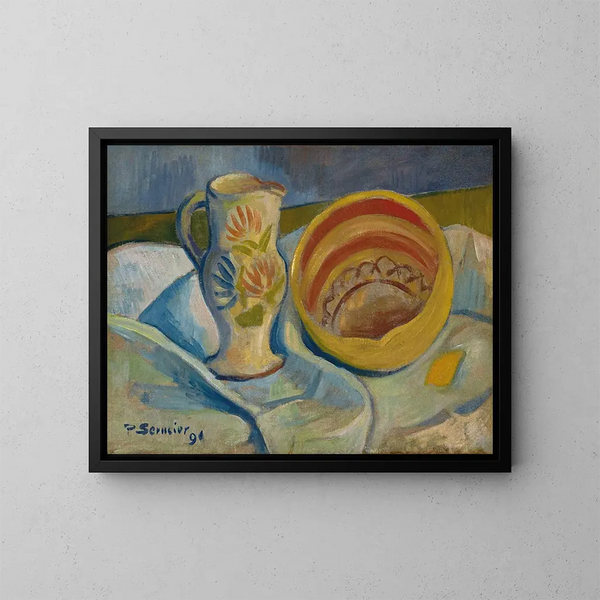 Natuurstudie met witte kan en gele kom - Paul Sérusier — ingelijst kunstwerk aan de muur