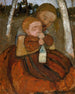 Meisje met een baby tussen de berkenbomen - Paula Modersohn-Becker — weergave van het kunstwerk