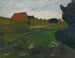 Landschap met struik en rode huizen - Paula Modersohn-Becker — weergave van het kunstwerk