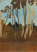 Landscape painting with birches in the background and two house gables - Paula Modersohn-Becker — artwork view