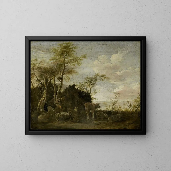 Een herdershut - Paulus Potter — ingelijst kunstwerk aan de muur