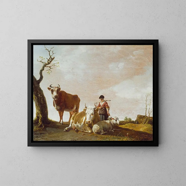 De Melkmeid - Paulus Potter — ingelijst kunstwerk aan de muur