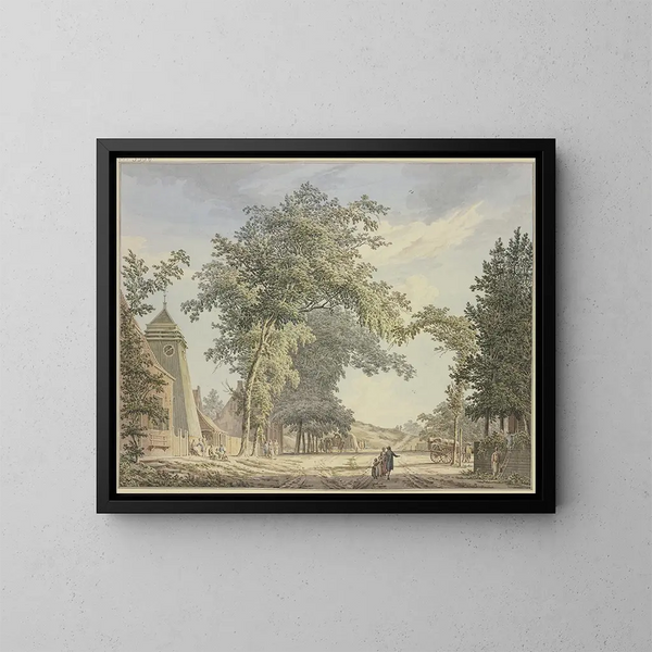 Het wijkje van Overveen nabij Haarlem - Paulus van Liender — ingelijst kunstwerk aan de muur
