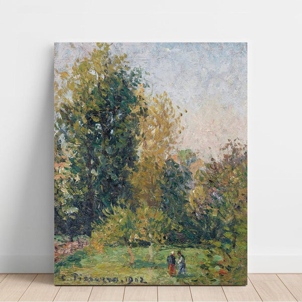Reproductie van het schilderij Landschap met Twee Personen, Éragny, Herfst - Camille Pissarro