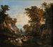 Reproductie van het schilderij Landschap met nimfen die baden - Kroly Mark