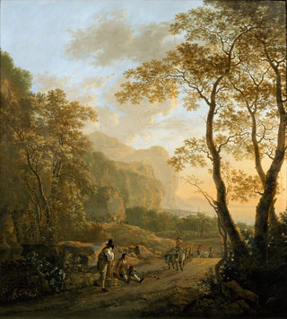 Paysage avec des voyageurs reposant et une charrette à bœufs - Jan Both