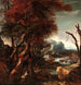 Landschap met figuren - Volgeling van Salvator Rosa — weergave van het kunstwerk