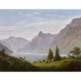 Paysage avec lac de montagne, matin - Caspar David Friedrich | Reproduction Tableau Décoration murale affiche copie