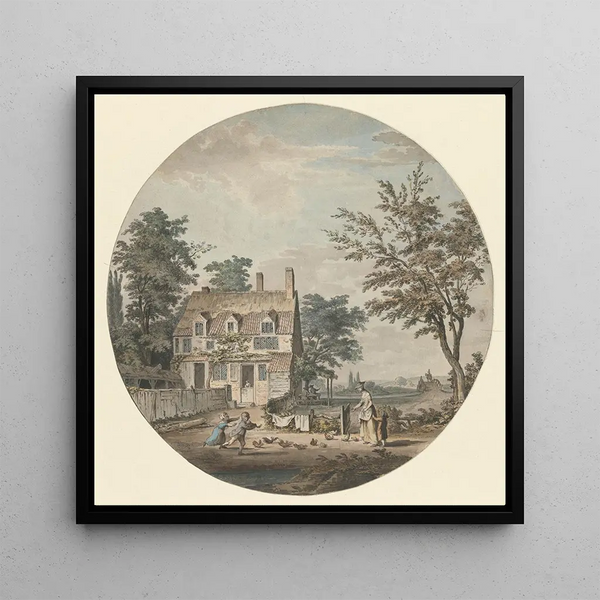 Paysage avec un cottage, un pont et des figures - Samuel Hieronymus Grimm