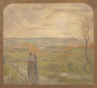 Paysage avec un couple marchant - Jean Joseph Enders