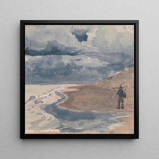 Paysage avec un homme sur la plage - William Collins