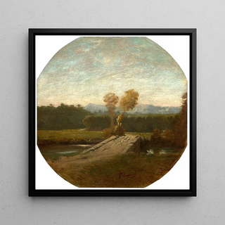 Paysage boisé avec pont et cours d'eau - Jean-Baptiste Carpeaux