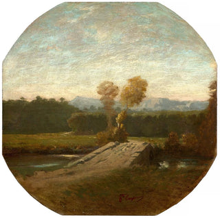 Paysage boisé avec pont et cours d'eau - Jean-Baptiste Carpeaux