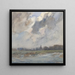 Landschapschilderij met rivier en toren bij stormachtig weer - Frans Smissaert — ingelijst kunstwerk aan de muur