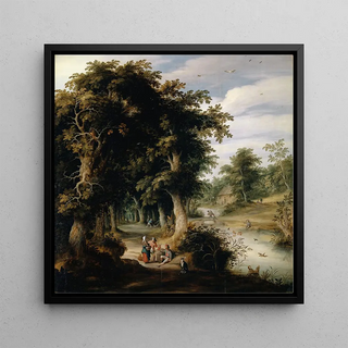 Paysage fluvial avec forêt de chênes - Alexander Keirincx