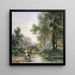 Landscape rich in trees with a stone bridge over a river - Willem Roelofs — wall display of the artwork