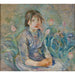 van een boerenmeisje te midden van tulpen door Berthe Morisot — gepresenteerd in een interieur