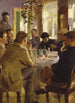 Lunch van kunstenaars in het hotel Brøndums - Peder Severin Krøyer — weergave van het kunstwerk