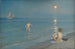 van Peder Severin Krøyer's Schilderij Jongens die baden in Skagen, zomerse avond — weergave van het kunstwerk