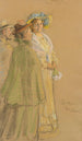 De postmeester Schrøder, Anna Ancher en Henny Brodersen - Peder Severin Krøyer — weergave van het kunstwerk