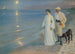 Zomeravond op het strand van Skagen, de schilder en zijn vrouw - Peder Severin Krøyer — weergave van het kunstwerk