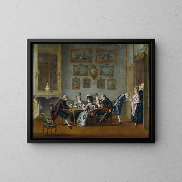 Feest van kaarten bij Elis Schröderheim - Pehr Hilleström — ingelijst kunstwerk aan de muur