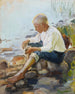 Jongen aan de oever - Pekka Halonen — weergave van het kunstwerk