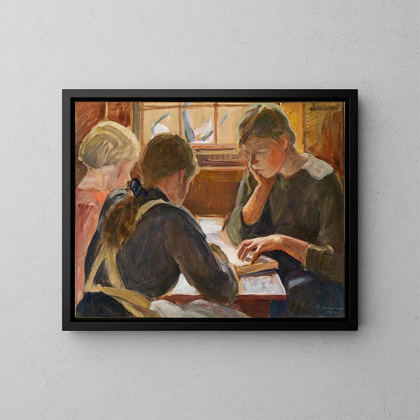 Kinderen lezen - Pekka Halonen — ingelijst kunstwerk aan de muur