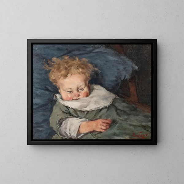 Kind in een wieg - Pericles Pantazis — ingelijst kunstwerk aan de muur