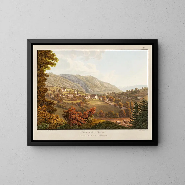 Bourg de Moutier - Peter Birmann — ingelijst kunstwerk aan de muur