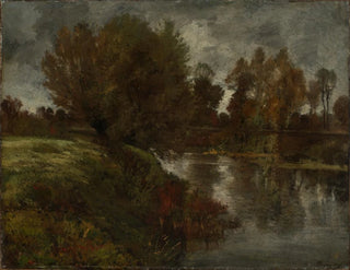 Atmosfeer van regenachtig weer op de Nidda - Peter Burnitz — weergave van het kunstwerk