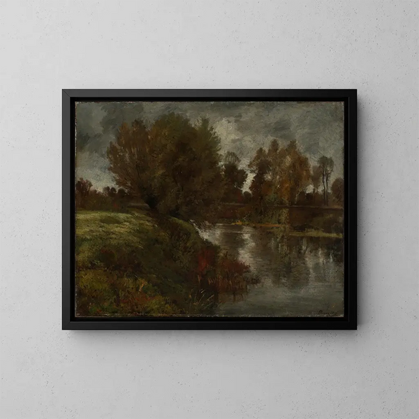 Atmosfeer van regenachtig weer op de Nidda - Peter Burnitz — ingelijst kunstwerk aan de muur