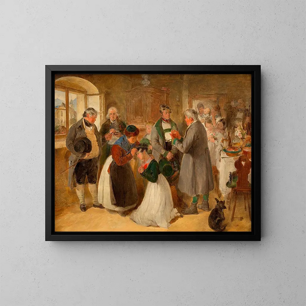 Zegen van de moeder - Peter Fendi — ingelijst kunstwerk aan de muur