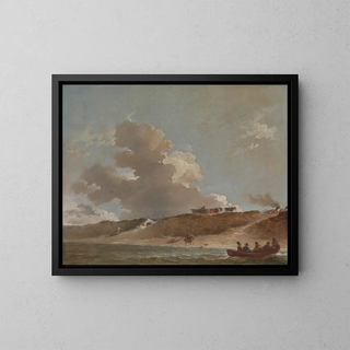 Peter Francis Bourgeois - Coastal Landscape with a Ferry Boat.webp