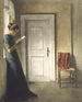 Interior painting with a red shawl - Peter Ilsted — artwork view