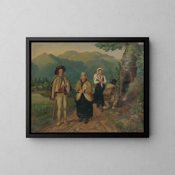 Op de route van de linnenfabrikanten - Peter Michal Bohúň — ingelijst kunstwerk aan de muur