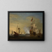 Scene aan de haven Een Engelse schip met gezakte zeilen dat een kanon afvuurt - Peter Monamy — ingelijst kunstwerk aan de muur